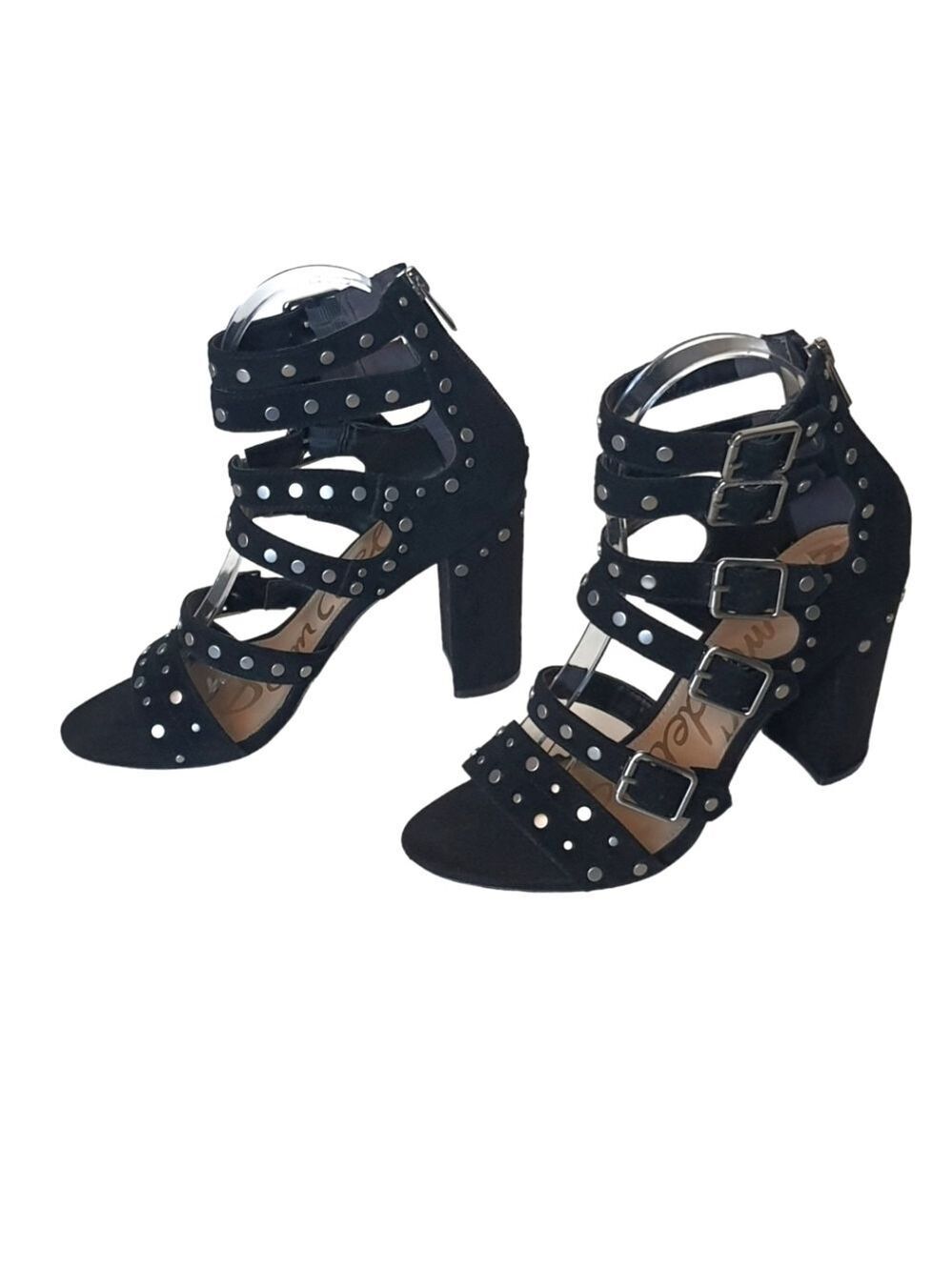 Sam Edelman Studded Strappy Buckled Heels Womens 7.5 - Picture 2 of 16